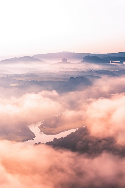 Wandbild Sächsische Schweiz - Sonnenaufgang am Lilienstein (Motiv LV45)