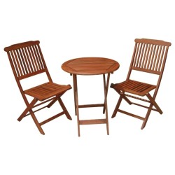 Balkon-Set PRAG - Tisch mit 2 Stühlen - Eukalyptus-Holz