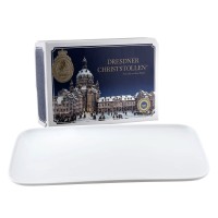 Meissen - Gourmet-Set - Dresdner Christstollen® 500g & Porzellan-Teller Nova rechteckig