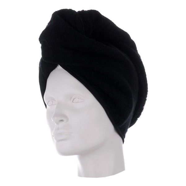 MÖVE - Homewear Turban mit Knopfverschluss - 27x67 cm, black