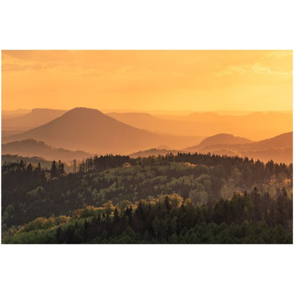 Wandbild Böhmische Schweiz - Sonnenuntergang mit Blick in Böhmisch-Sächsische Schweiz (Motiv LV14)