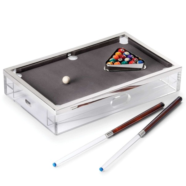 YAP Pool-Billiard - Miniaturformat - 31 x 50 x 5 cm - Acryl, Stahl, Messing & Ressin