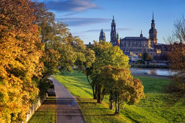Wandbild Dresden - Goldener Herbst am Königsufer (Motiv 01144)