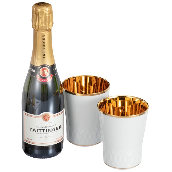 Meissen Champagner-Set - Taittinger Champagner & 2 Champagnerbecher