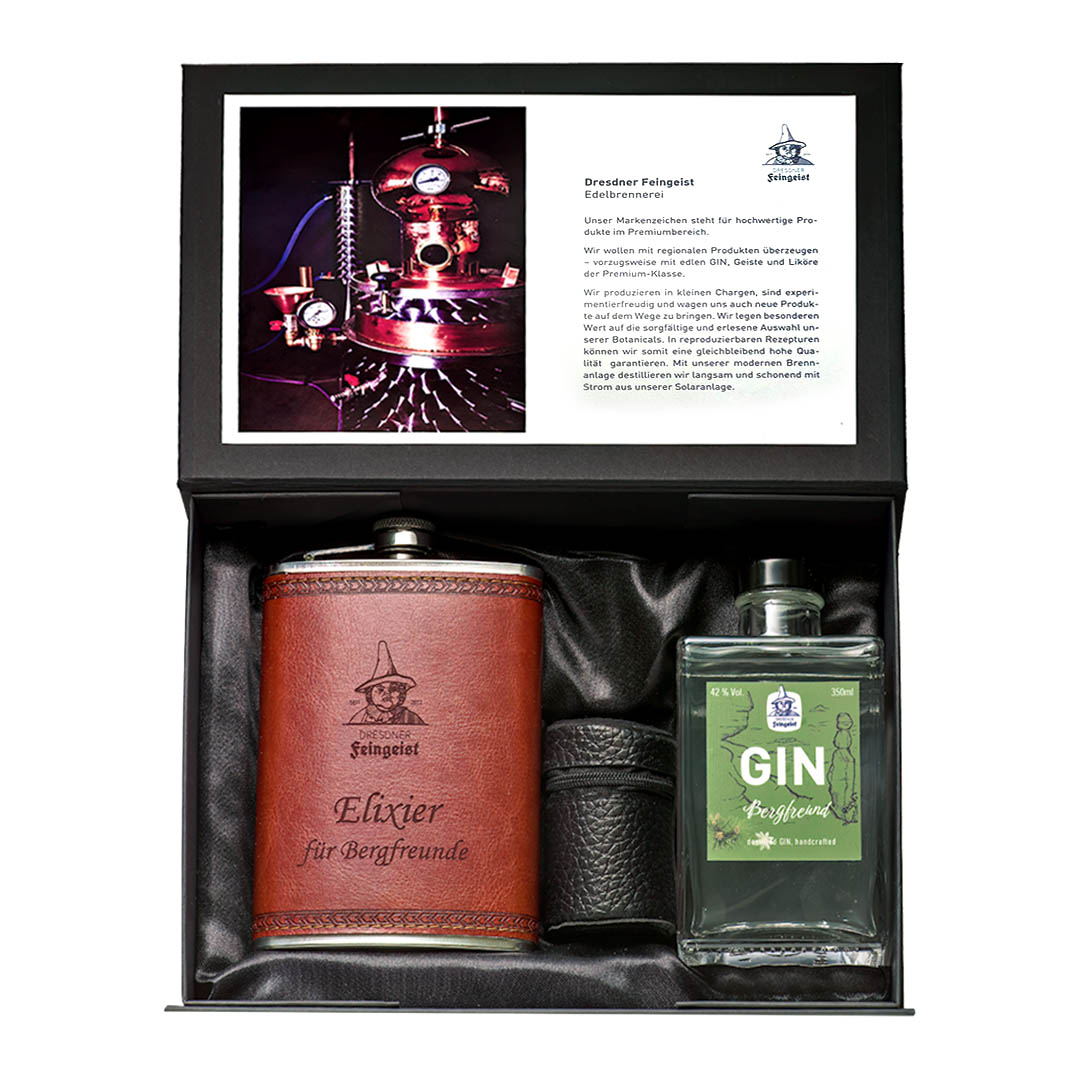 Gin Und Bär 6 Oz PU-Leder Flachmann - Edelstahl Flachflasche Mit Beiger Lederhülle, Geschenkidee