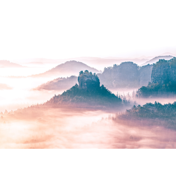 Wandbild Sächsische Schweiz - Winterstein gehüllt in Nebel (Motiv LV43)