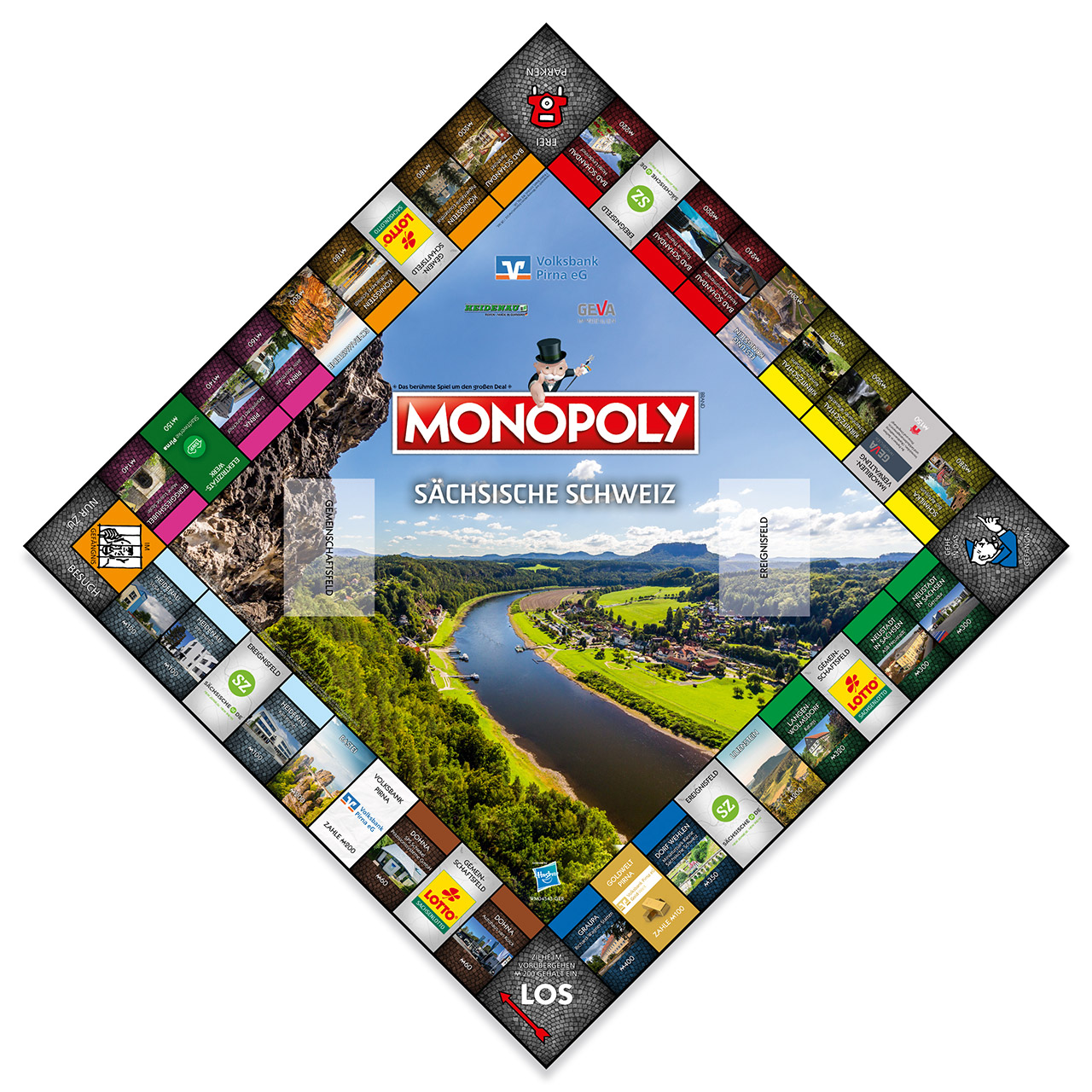 Monopoly Sächsische Schweiz - Spielfläche von oben