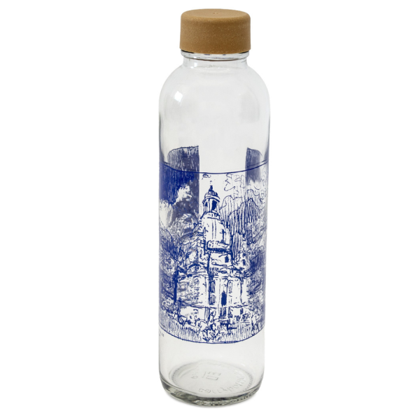 Glasflasche Frauenkirche Original 0,7L blau - Trinkflasche Carry Bottle - Edition Wölk