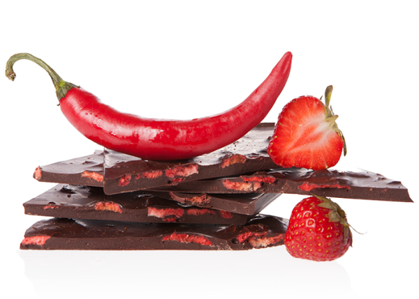 Bio-Schokolade (handgeschöpft) - Erdbeer-Chilli | Geschenke für Ihn ...