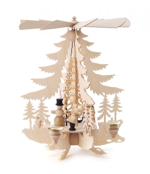 Weihnachtspyramide mit Weihnachtsfiguren für Kerzen Durchmesser 14mm