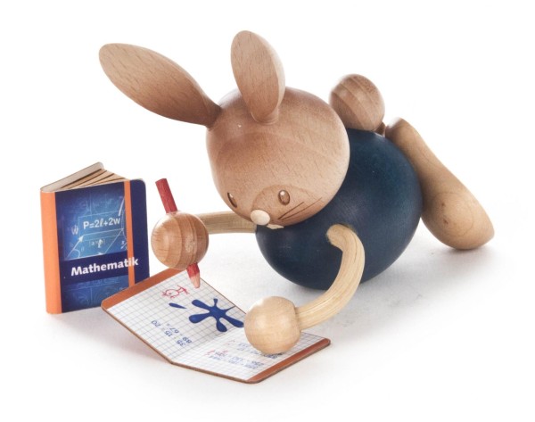 Hase Stupsi Homeschooling mit Heft - Holzfigur - Osterdekoration