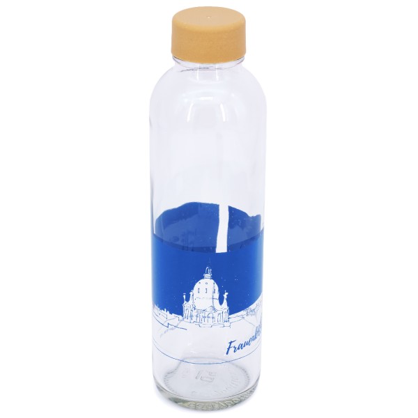 Glasflasche Frauenkirche Original 0,7L blau - Trinkflasche Carry Bottle - Wasserflasche
