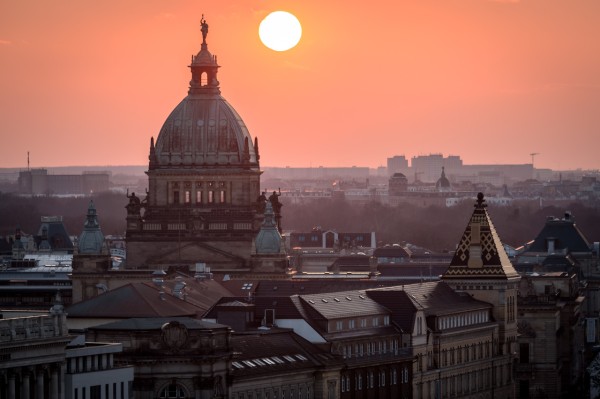 Wandbild Leipzig - Bundesverwaltungsgericht im Sonnenuntergang (Motiv DJ01)