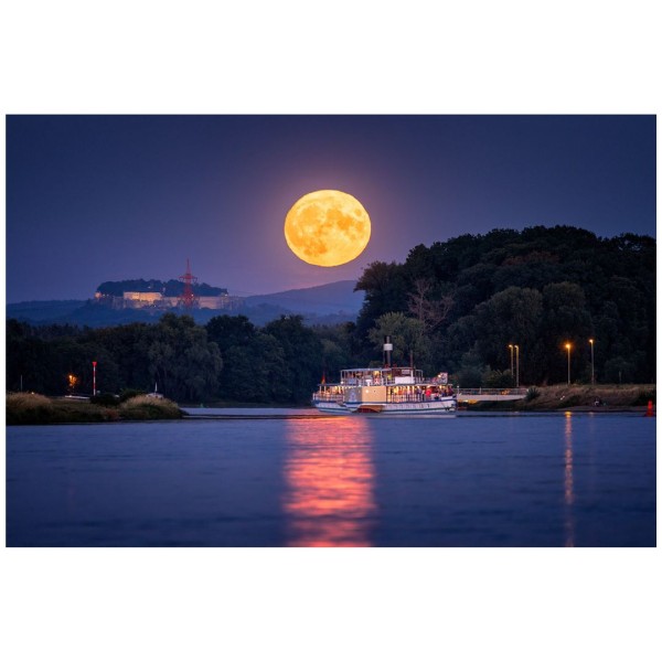 Wandbild Sächsische Schweiz - Festung Königstein zum Mondaufgang (Motiv 01111)