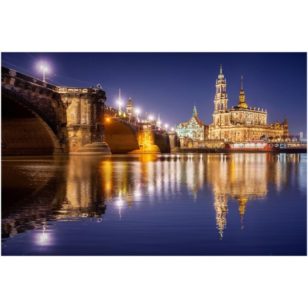 Wandbild Dresden - Katholische Hofkirche zur Blauen Stunde (Motiv 01037)