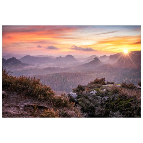 Wandbild Sächsische Schweiz - Sonnenaufgang auf dem kleinen Winterberg (Motiv 00751)
