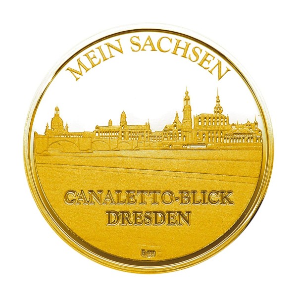 Sonderprägung Feingold - Mein Sachsen - Dresden Canalettoblick - Motiv 1