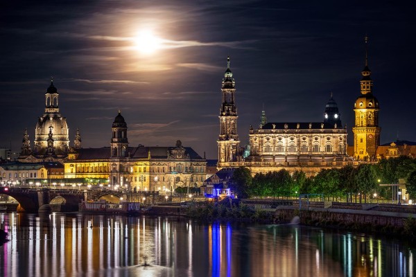 Wandbild Dresden - Vollmond über Dresden (Motiv 01106)