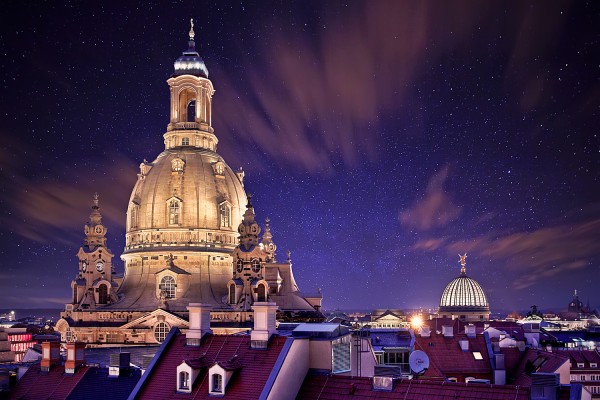 Wandbild Dresden - Frauenkirche mit Sternenhimmel (Motiv 00592)