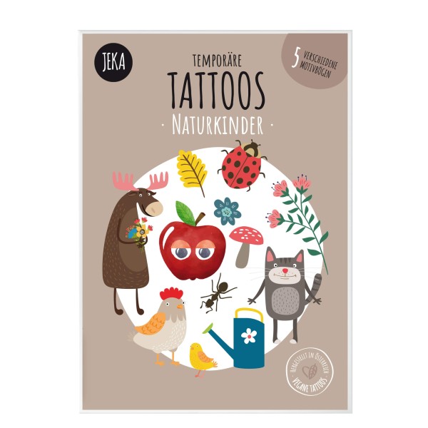 JEKA Temporäre Kindertattoos Naturkinder - 5 Motivbögen Set