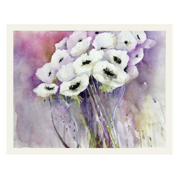 Silvia Ibach Aquarell - Weiße Anemonen