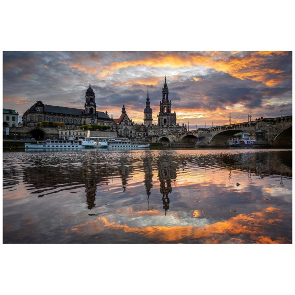 Wandbild Dresden - Dresdner Skyline zum Sonnenuntergang (Motiv 01136)