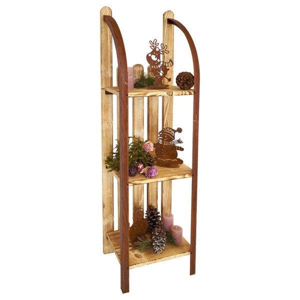 Schlittenregal - Regal aus geflammtem Holz