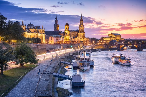 Wandbild Dresden - Terrassenufer am Abend (Motiv 00729)