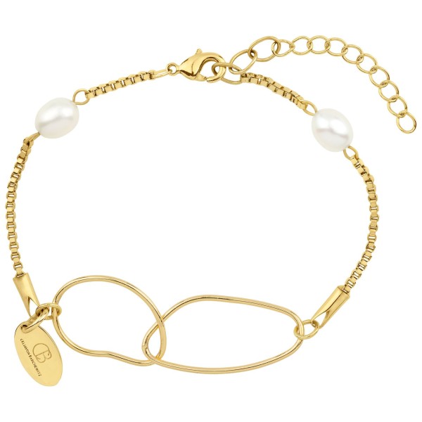 Célia von Barchewitz - Armband CHARU mit 2 Perlen & Gliedern - goldfarben