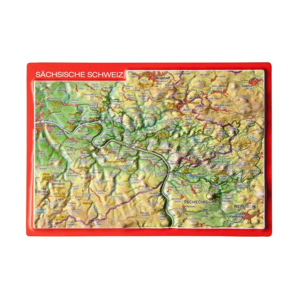Reliefpostkarte Sächsische Schweiz