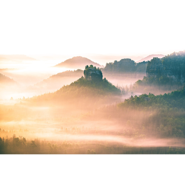 Wandbild Sächsische Schweiz - Winterstein gehüllt in Nebel (Motiv LV41)