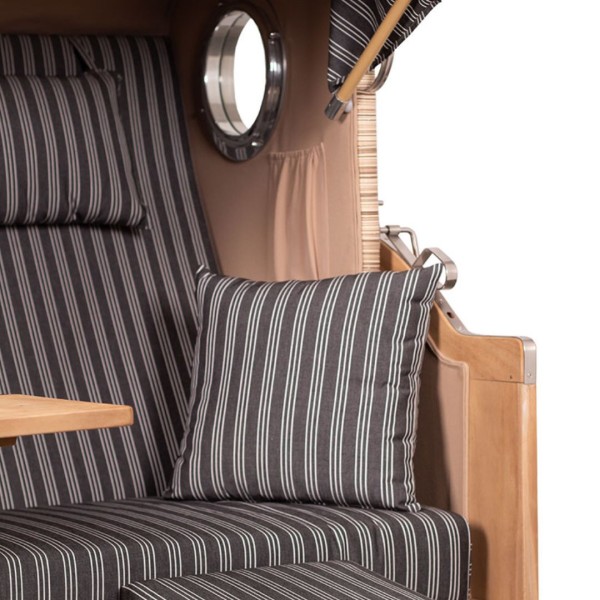 Strandkorb DÜNE - Single, anthrazit-weiß gestreift