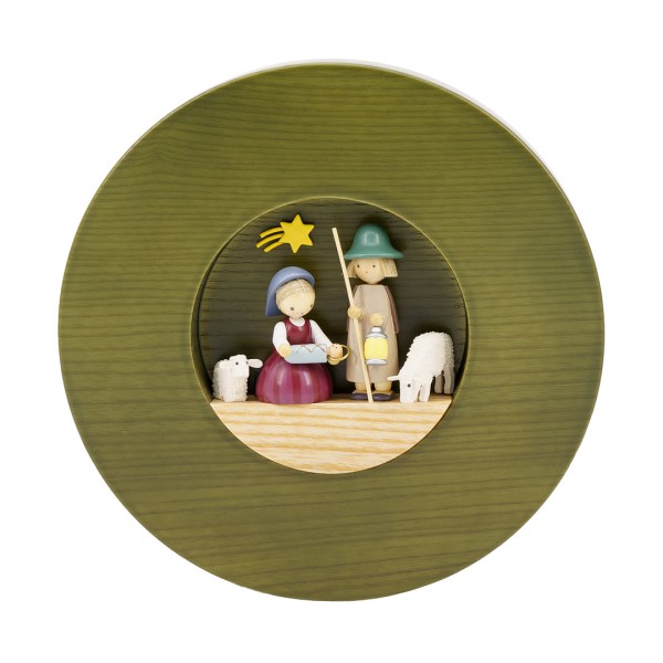 Figurenbild Heilige Familie - grüner Rahmen