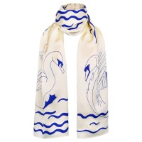 Seidenschal Schwäne - cremefarben