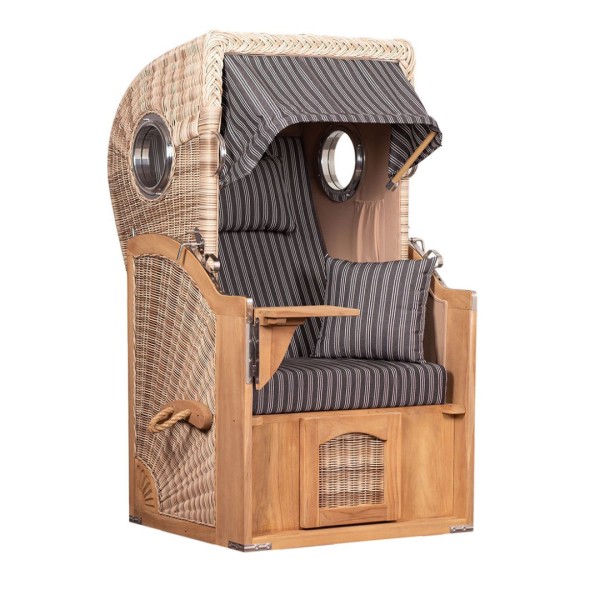 Strandkorb DÜNE - Single, anthrazit-weiß gestreift