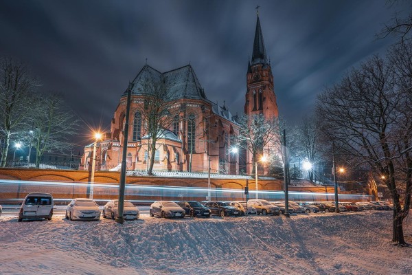 Wandbild Görlitz - Winterliche Kathedrale St. Jakobus (Motiv FL05)