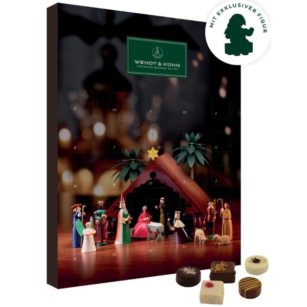 Wendt & Kühn Adventskalender 2026 mit Pralinen und Figur
