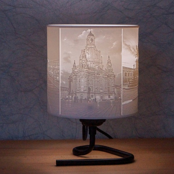 3D Nachttischlampe Dresden - Fotolampe mit Stadt-Bildmotiv