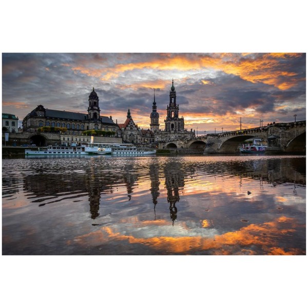 Wandbild Dresden - Dramatischer Sonnenuntergang über der Dresdner Altstadt (Motiv 01146)