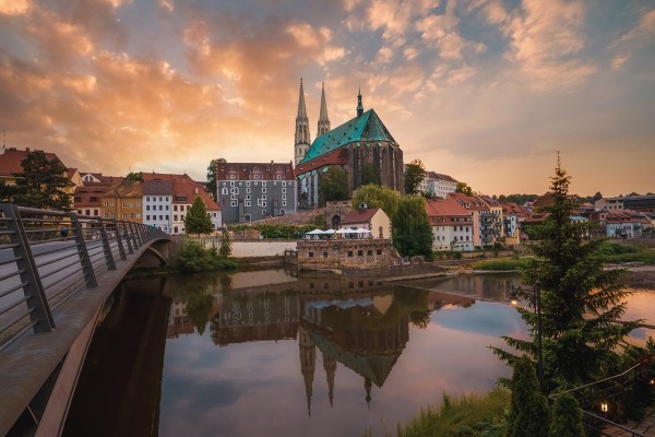 Wandbild Görlitz - Sonnenuntergang hinter der Peterskirche (Motiv FL07)