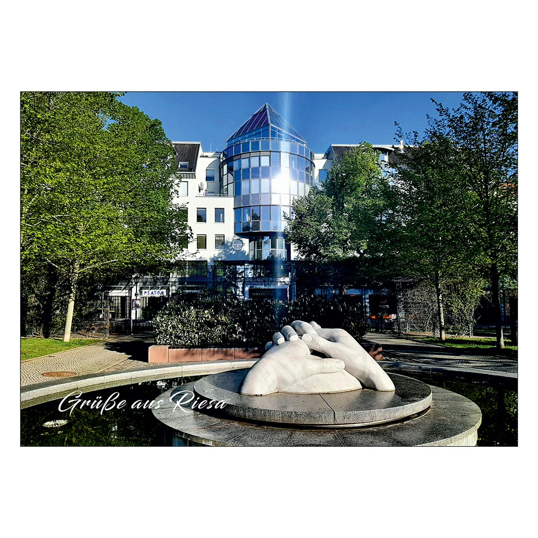 Postkarte Riesa - Grüße aus Riesa - Motiv Puschkinplatz | DDV Lokal