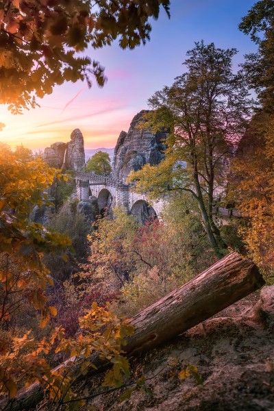 Wandbild Sächsische Schweiz - Bastei am Herbstmorgen (Motiv 00641)