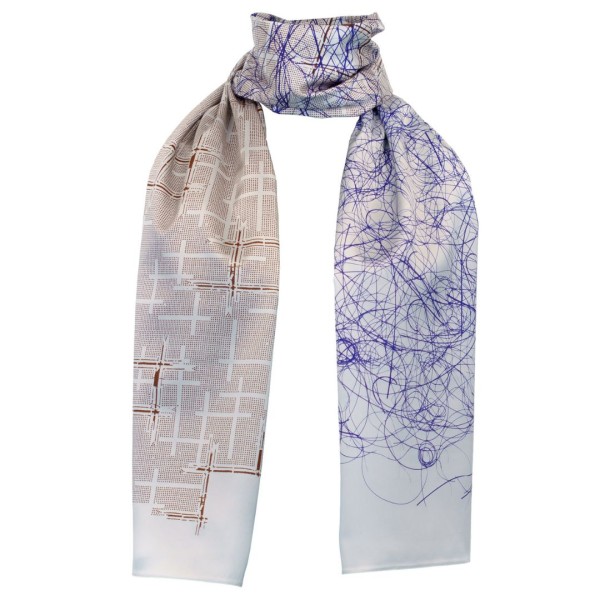 Seidenschal Doodle - hellsilber