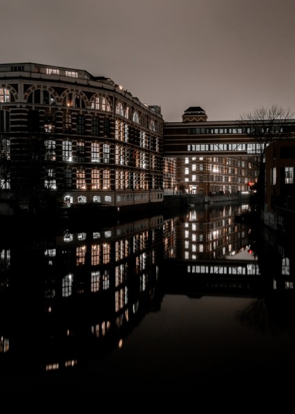 Wandbild Leipzig - An der Weißen Elster bei Nacht (Motiv FW03)