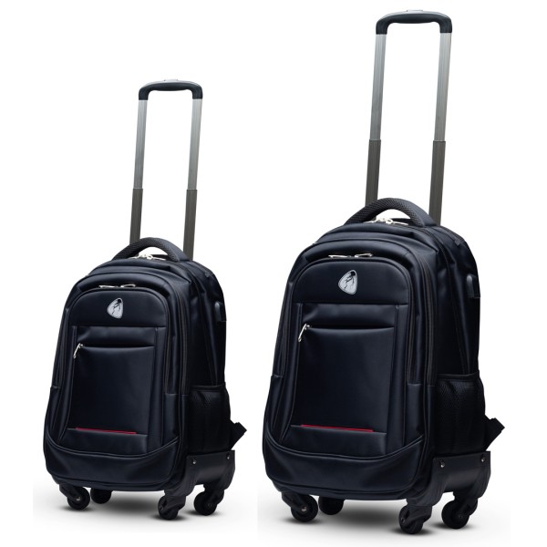 BLITZER Business-Rucksack mit Trolley-Funktion - 40 & 60 Liter im Set - schwarz