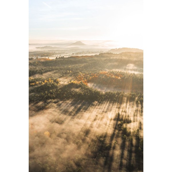 Wandbild Böhmische Schweiz - Neblige Herbstlandschaft - Blick auf den Rosenberg (Motiv LV12)