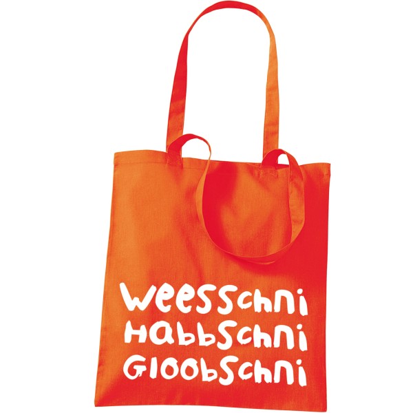 Stoffbeutel Weesschni, habbschni, gloobschni (orange)