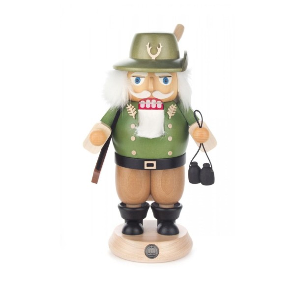 Nussknacker Förster grün-natur mit Fernglas und Gewehr, 21cm