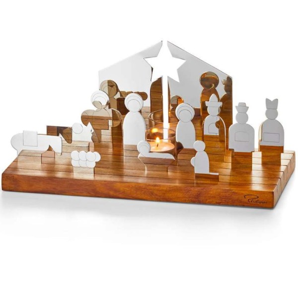 BETHLEHEM Krippe - Edelstahl, Rosenholz & Glaseinsatz