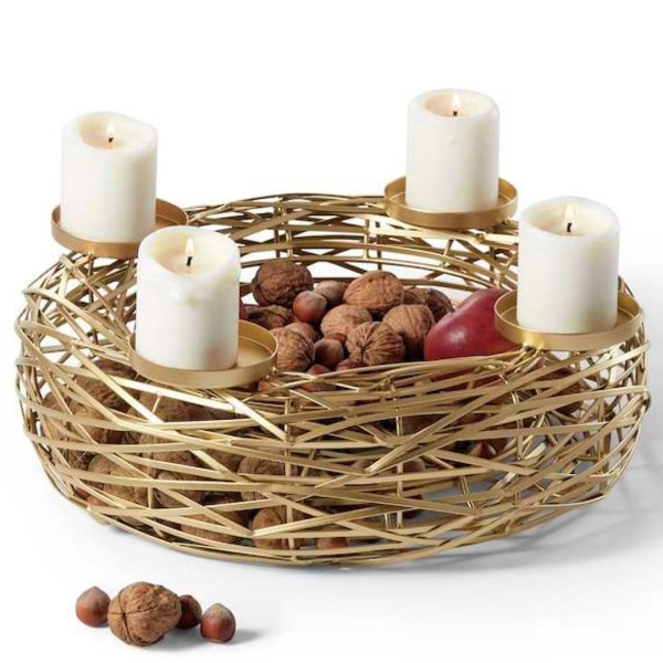 BOSCHENDAL Adventskranz - 40 cm - pulverbeschichteter Stahl - goldfarben